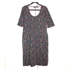 Navy dress with sweet tiny red rose floral print
